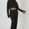 Kaiia PLISSE CROP TOP BLACK