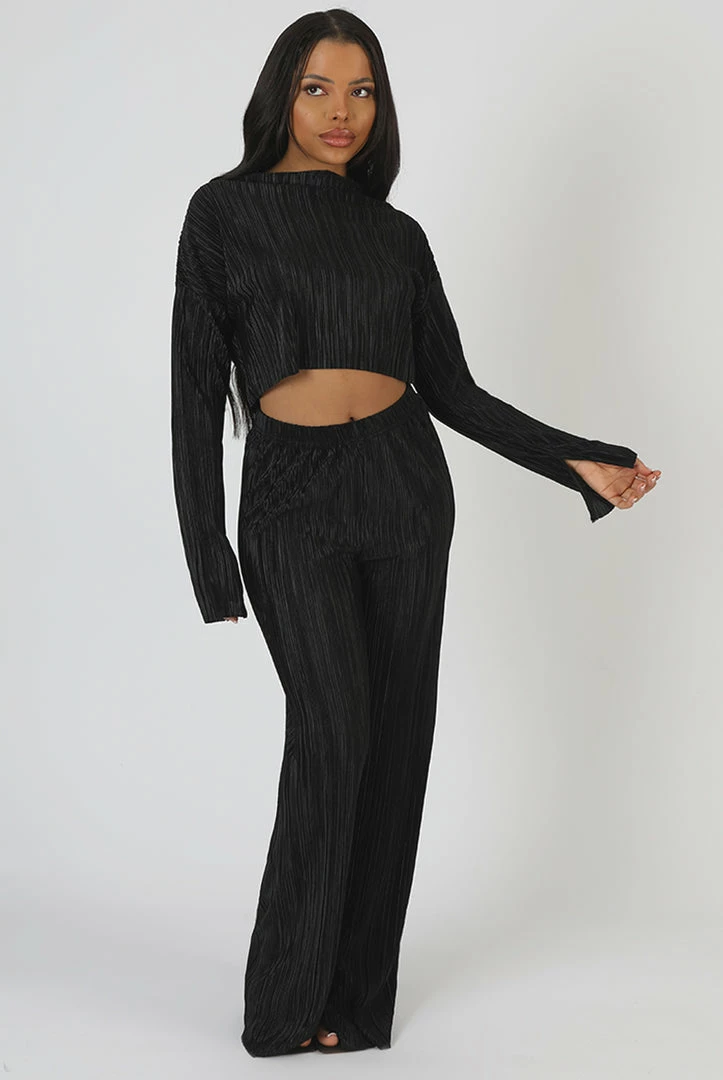 Kaiia PLISSE CROP TOP BLACK 3 Kaiia PLISSE CROP TOP BLACK