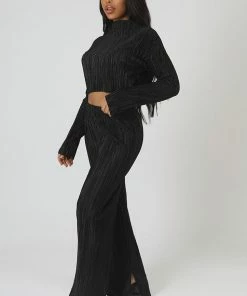 Kaiia PLISSE CROP TOP BLACK