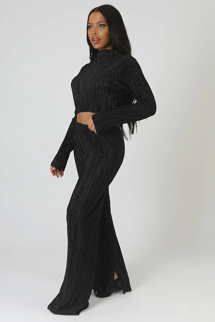 Kaiia PLISSE CROP TOP BLACK 4 Kaiia PLISSE CROP TOP BLACK