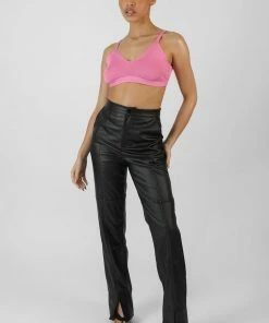 Kaiia TRIANGLE KNITTED BRALET PINK CLOTHING