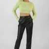 Kaiia OPEN CHAIN BACK KNITTED CROP TOP LIME