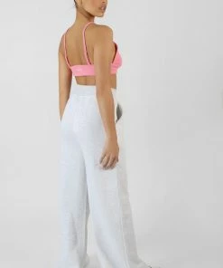 Kaiia CLOTHING TRIANGLE RIBBED BRALET PINK
