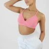 Kaiia CLOTHING TRIANGLE RIBBED BRALET PINK
