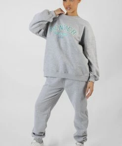 Kaiia OVERSIZED DENVER PRINT SWEATSHIRT GREY
