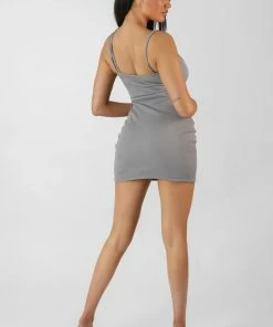 Kaiia Asymmetric STRAPPING MINI DRESS Grey CLOTHING 8 Kaiia Asymmetric STRAPPING MINI DRESS Grey CLOTHING