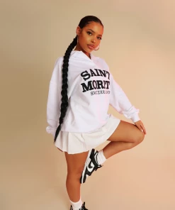 Kaiia CLOTHING ST MORITZ OVERSIZED RUGBY SWEATSHIRT WHITE