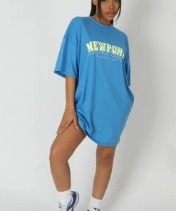 Kaiia NEWPORT GRAPHIC T-SHIRT DRESS BLUE CLOTHING
