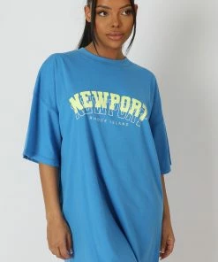 Kaiia NEWPORT GRAPHIC T-SHIRT DRESS BLUE CLOTHING