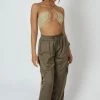 Kaiia LOOP RUCHING CHAIN STRAP BRA TOP SAGE
