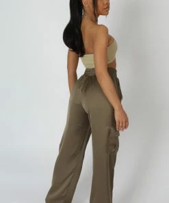 Kaiia LOOP RUCHING CHAIN STRAP BRA TOP SAGE 12 Kaiia LOOP RUCHING CHAIN STRAP BRA TOP SAGE