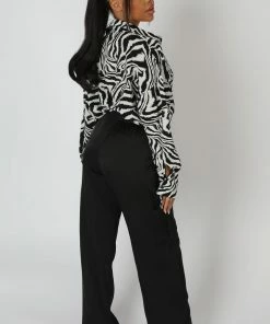 Kaiia CLOTHING PSYCHEDELIC PRINTED OVERSIZED SHIRT MONOCHROME