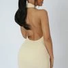 Kaiia HIGH NECK BACKLESS DRESS BUTTER