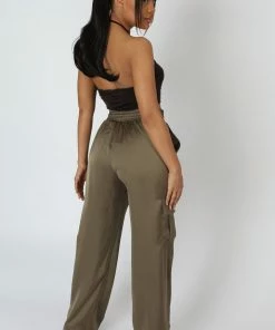 Kaiia SLINKY LOOP RUCHING CROP TOP CHOCOLATE