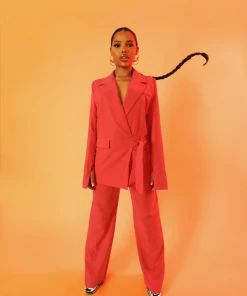 Kaiia WRAP WAIST BLAZER CORAL