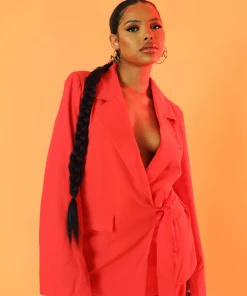 Kaiia WRAP WAIST BLAZER CORAL