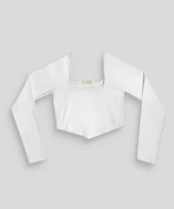 Kaiia LONG SLEEVE HANKEY CROP TOP WHITE CLOTHING