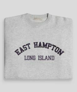 Kaiia EAST HAMPTON EMBROIDERED OVERSIZED SWEATSHIRT OATMEAL MARL CLOTHING