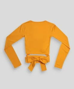 Kaiia LONG SLEEVE WRAP WAIST CROP TOP MANGO CLOTHING