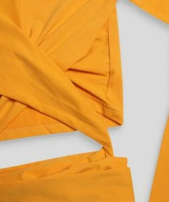 Kaiia LONG SLEEVE WRAP WAIST CROP TOP MANGO CLOTHING