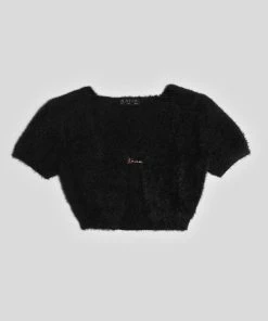KAIIA TRIM FLUFFY KNIT TOP BLACK 18 KAIIA TRIM FLUFFY KNIT TOP BLACK
