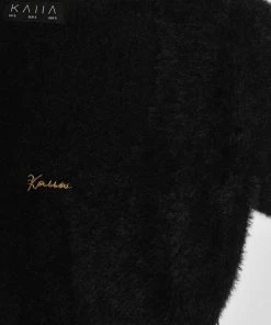 KAIIA TRIM FLUFFY KNIT TOP BLACK 19 KAIIA TRIM FLUFFY KNIT TOP BLACK