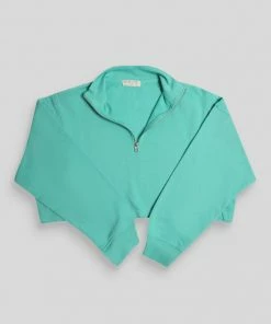 Kaiia HALF ZIP CROP SWEATSHIRT PEPPERMINT CLOTHING