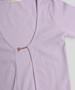 CLOTHING KAIIA TRIM RIBBED TOP LILAC 11 CLOTHING KAIIA TRIM RIBBED TOP LILAC