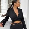 Kaiia WRAP FRONT CROPPED BLAZER BLACK CLOTHING