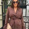 Kaiia WRAP BELT BLAZER DRESS CHOCOLATE CLOTHING