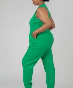 Kaiia CLOTHING CURVE HIGH NECK RACER BACK BODYSUIT GREEN