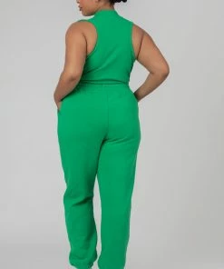 Kaiia CLOTHING CURVE HIGH NECK RACER BACK BODYSUIT GREEN