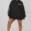 Kaiia CURVE OVERSIZED TEXT HOODY BLACK