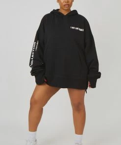 Kaiia CURVE OVERSIZED TEXT HOODY BLACK