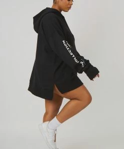 Kaiia CURVE OVERSIZED TEXT HOODY BLACK
