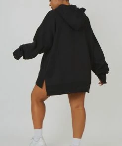 Kaiia CURVE OVERSIZED TEXT HOODY BLACK
