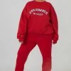 Kaiia CURVE OVERSIZED EMBROIDERED SLOGAN 90S JOGGERS RED CLOTHING