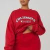 Kaiia CURVE OVERSIZED EMBROIDERED SLOGAN SWEATSHIRT RED 1 Kaiia CURVE OVERSIZED EMBROIDERED SLOGAN SWEATSHIRT RED
