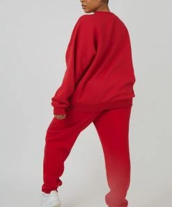 Kaiia CURVE OVERSIZED EMBROIDERED SLOGAN 90S JOGGERS RED CLOTHING