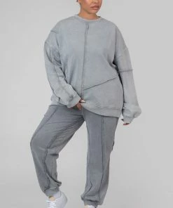 Kaiia CURVE OVERSIZED RAW EDGE JOGGERS ACID WASH CLOTHING