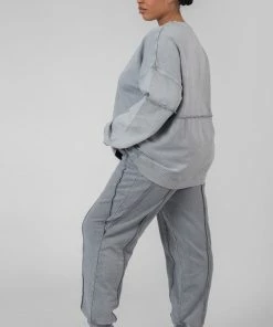 Kaiia CURVE OVERSIZED RAW EDGE JOGGERS ACID WASH CLOTHING