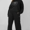 CLOTHING CURVE KAIIA TONAL EMBROIDERED JOGGERS BLACK