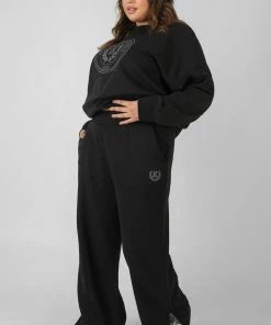 CLOTHING CURVE KAIIA TONAL EMBROIDERED JOGGERS BLACK