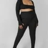 Kaiia CURVE THICK WAISTBAND RIBBED LEGGINGS BLACK CLOTHING