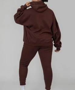 Kaiia CURVE THICK WAISTBAND RIBBED LEGGINGS COFFEE