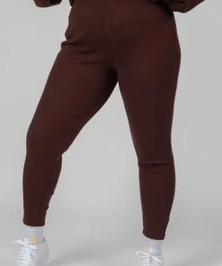 Kaiia CURVE THICK WAISTBAND RIBBED LEGGINGS COFFEE