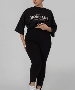 Kaiia CURVE RIB STIRRUP LEGGING BLACK