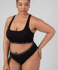 CLOTHING CURVE KAIIA ELASTIC HIGHWAISTED BRIEF BLACK