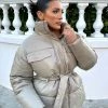 Kaiia VINYL BELTED PUFFER STONE CLOTHING