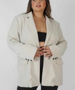 Kaiia CURVE RELAXED BLAZER STONE CLOTHING
